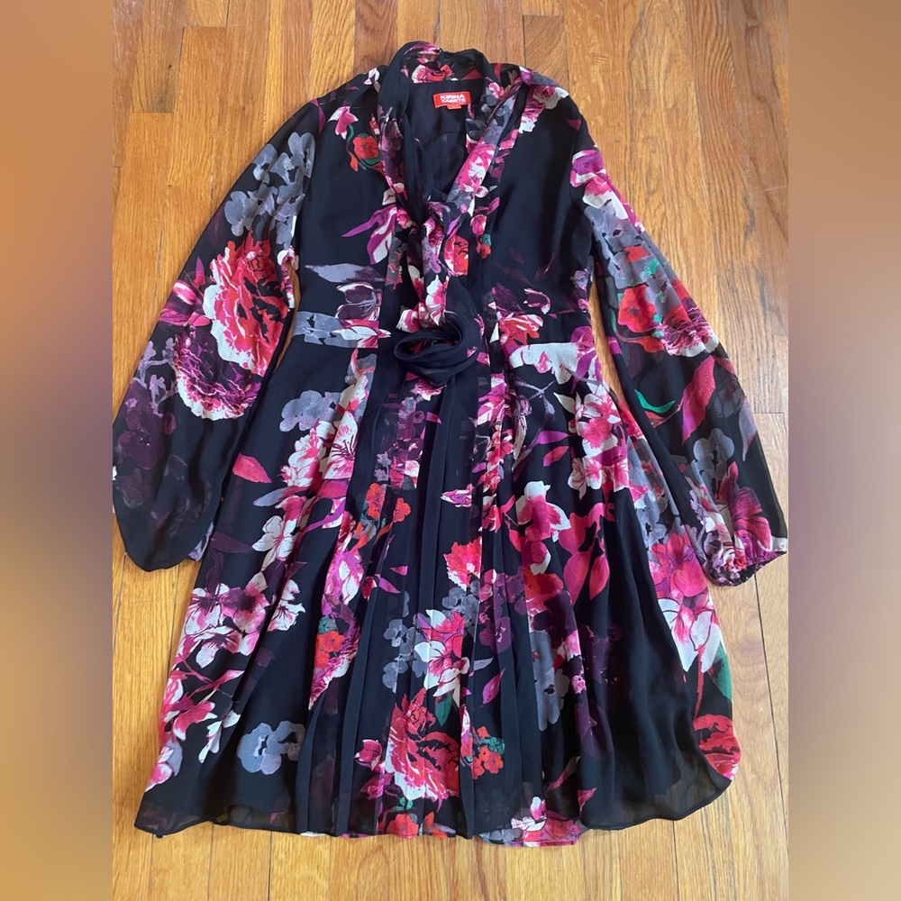 Kirna Zabete Black and Pink Floral Blouse
